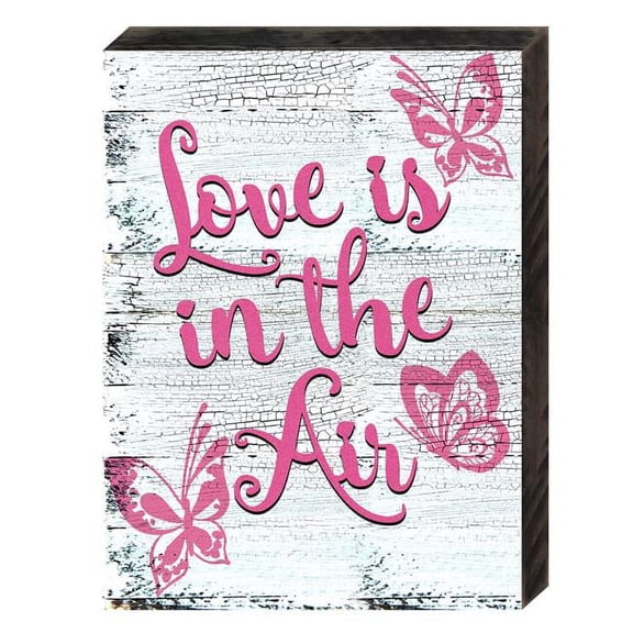 Love & Relations Valentines Love is in the Air Quote Vintage Textual Art on Board Wall Decor