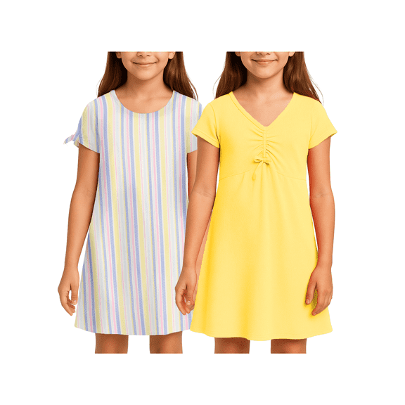 Love Republic Girls Dresses Soft Breathable Short Sleeve Flowy Dress for Girls Summer Outfit 2 Pack