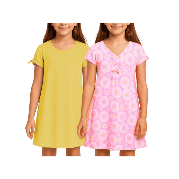 Love Republic Girls Dresses Soft Breathable Short Sleeve Flowy Dress for Girls Summer Outfit 2 Pack