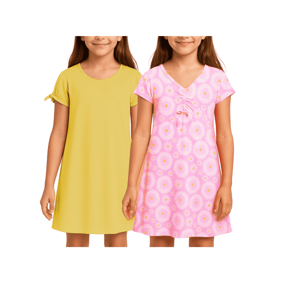Love Republic Girls Dresses Short Sleeve Flowy Casual Everyday Summer Dresses for Girls, 2 Pack