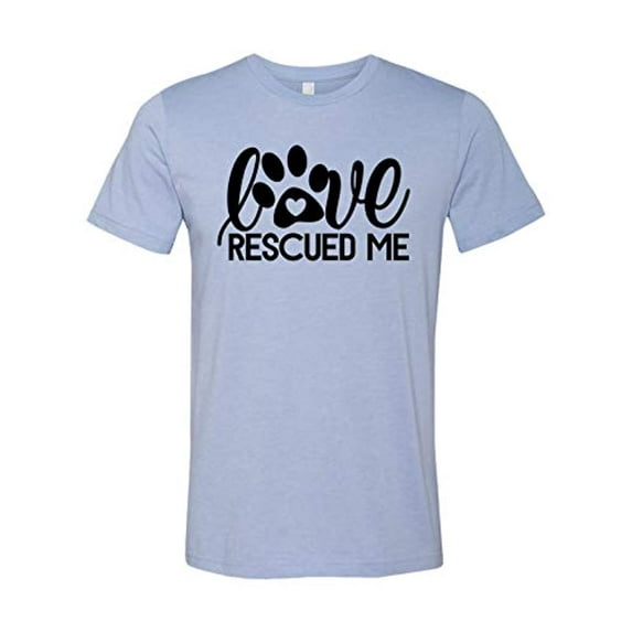 Love Rescued Me Adult Short Sleeve Jersey Tee-Heather Blue-XXL