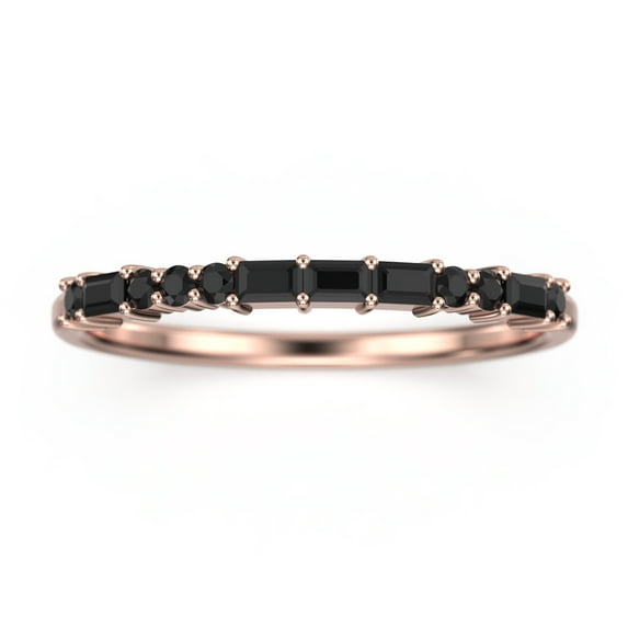 Love Ring 0.44ct Black Diamond Moissanite 10K Rose GoldWedding Band