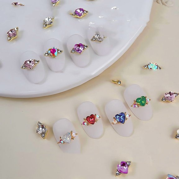 Love Ring Faceted Crystal Diamond Nail Ornament