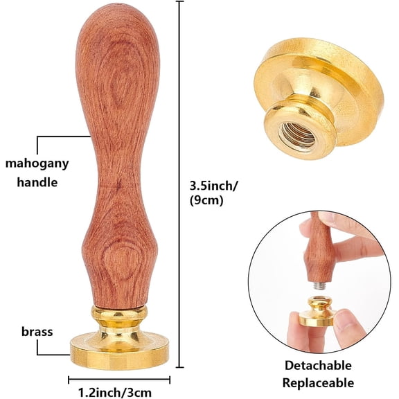 Love Ring Wax Seal Stamp Romantic Rings Heart 1.18In/30mm Valentines Day Spring Vintage Removable Brass Sealing Stamp Head Wooden Handle Replacement for Wedding Envelopes Invitations Card DIY