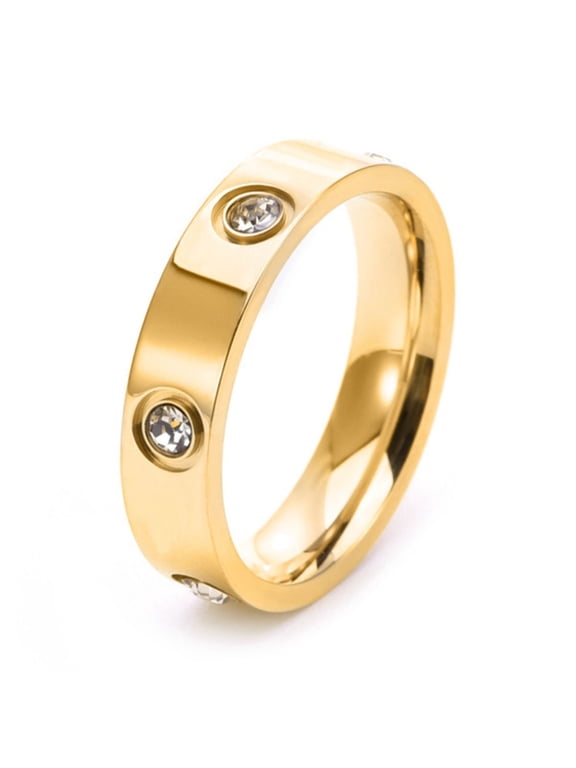 Love Rings with Cubic Zirconia Screw Design for Women Men,4MM 361L Stainless Steel Promise Ring Wedding Band Jewelry Birthday Gifts Valentines Day