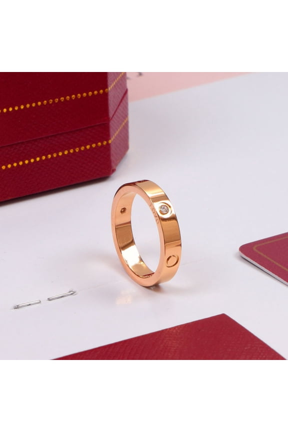 Love Rings with Cubic Zirconia Screw Design for Women Men,4MM 361L Stainless Steel Promise Ring Wedding Band Jewelry Birthday Gifts Valentines Day