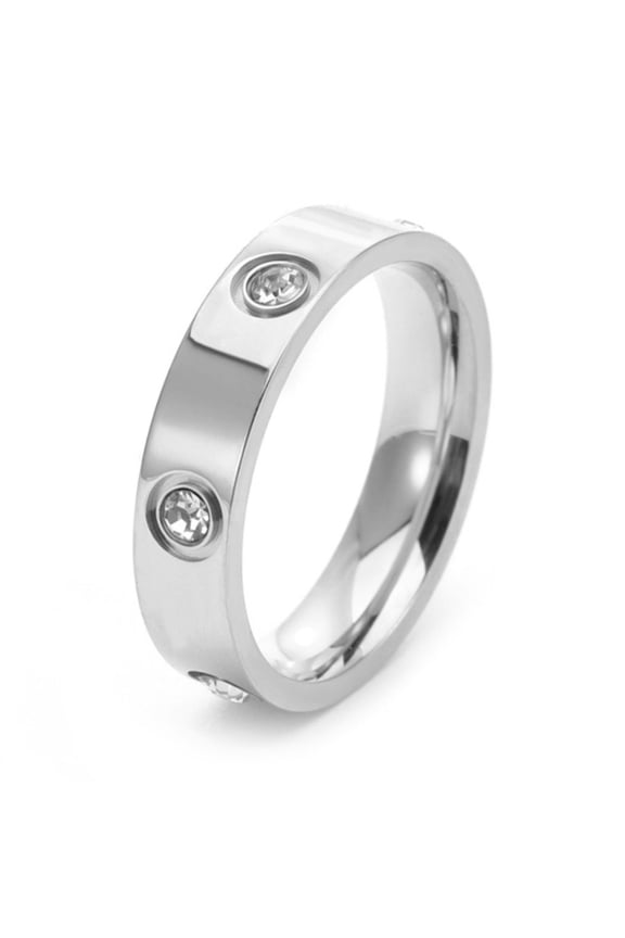Love Rings with Cubic Zirconia Screw Design for Women Men,4MM 361L Stainless Steel Promise Ring Wedding Band Jewelry Birthday Gifts Valentines Day