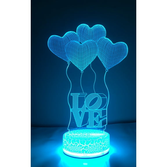 Love Romantic Balloons Proposal 3D Night Light Color Changing Illusion Lamp for Children Kids Girls Boys Gift Christmas Birthday Best Gifts