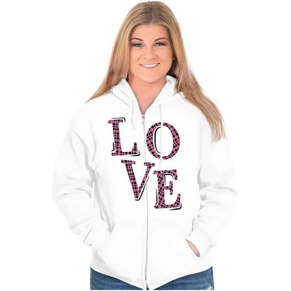 Love Romantic Valentines Day Zip Hoodie Sweatshirt Women Brisco Brands M