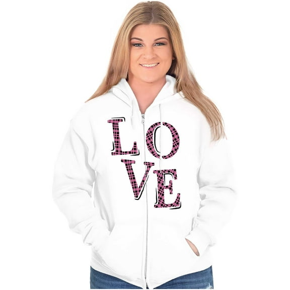 Love Romantic Valentines Day Zip Hoodie Sweatshirt Women Brisco Brands M