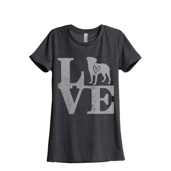 Love Rottweiler Women's Fashion Relaxed T-Shirt Tee Charcoal Gray Medium