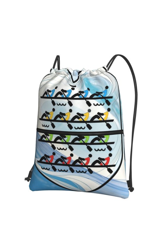 Love Rowing In Sea Drawstring Backpack Water Resistant String Bag Sports Sackpack Gym Sack For Men Women