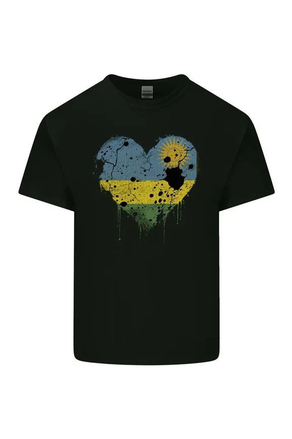 Love Rwanda Flag Rwandan Day Football Graphic Light Cotton Tee Shirt Tee,for unisex up to 5XL