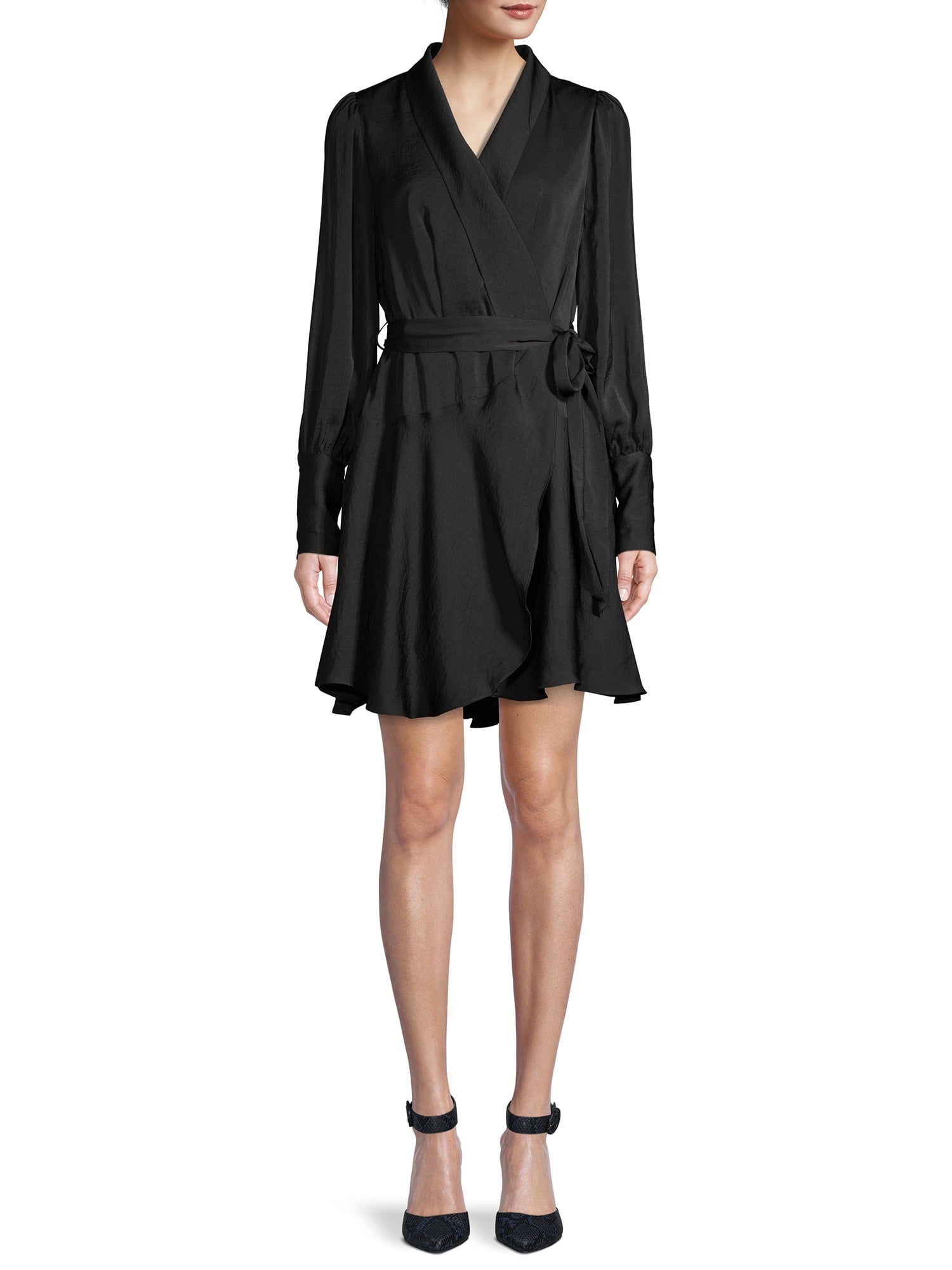 Love Sadie Women's Long Sleeve Wrap Dress Polyester Shimmers with Elegance  - Walmart.com
