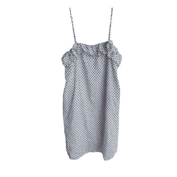 Love Sadie Women's Strappy Ruffle Neck Dress White with Dots Size L