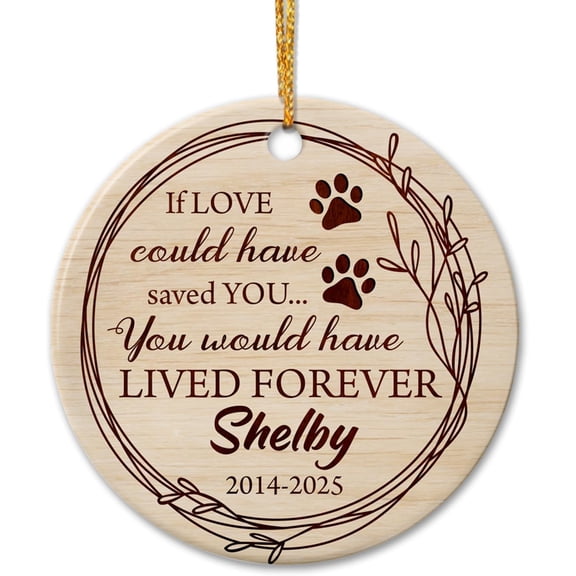If Love Could Have Saved You You Would Have Lived Forever Ceramic Ornament, Personalized Name & Year Memorial Forever Cat Dog Ornament Christmas 2025, Custom Dog Memory Xmas Ceramic Ornament Gifts