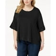 thumbnail image 1 of Love Scarlett Plus Size Chiffon Trim T-Shirt Black 1X, 1 of 1