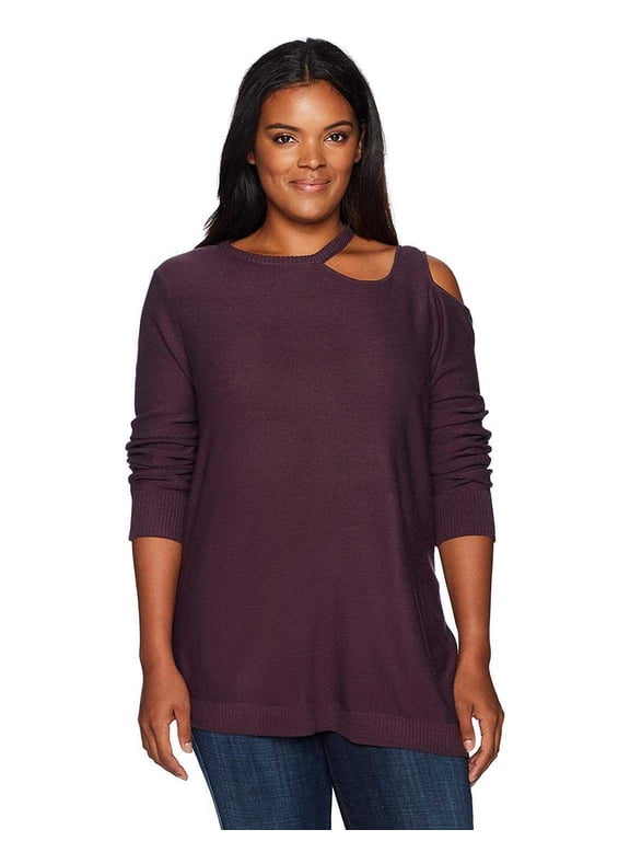 Women’s Plus Size Long Sleeve Pullover Blouse Tops, Purple Haze, 1X Plus