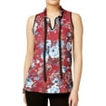 thumbnail image 1 of Love Scarlett Womens Floral Knit Blouse, Red, X-Large, 1 of 2