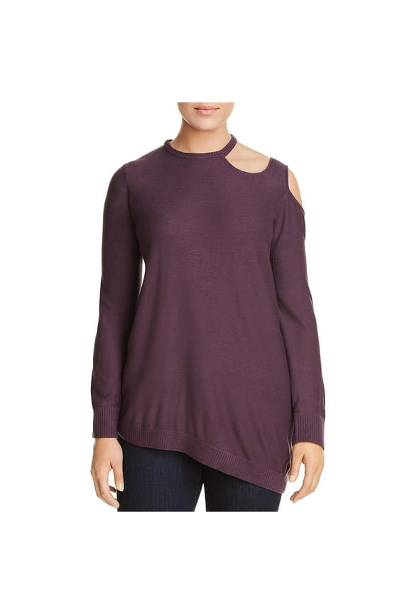 Womens Plus Cut Out Asymmetric Pullover Sweater