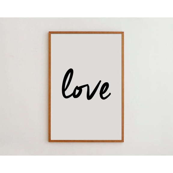 Love Script Black White Romantic Typography Wall Art Decor Unframed Paper Print