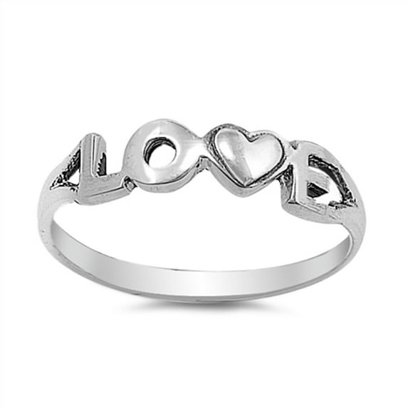 Love Script Heart Purity Promise Ring .925 Sterling Silver Band Jewelry Female Male Unisex Size 2