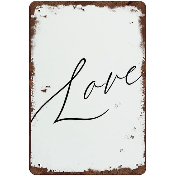 Love Script Vintage Tin Sign Wall Art Vintage Tin Sign Love Wall Sign Decor Love Wall Art Love Retro Signs Decoration Wedding Anniversary Bedroom Wall Decor Wall Art 12x8 Inch