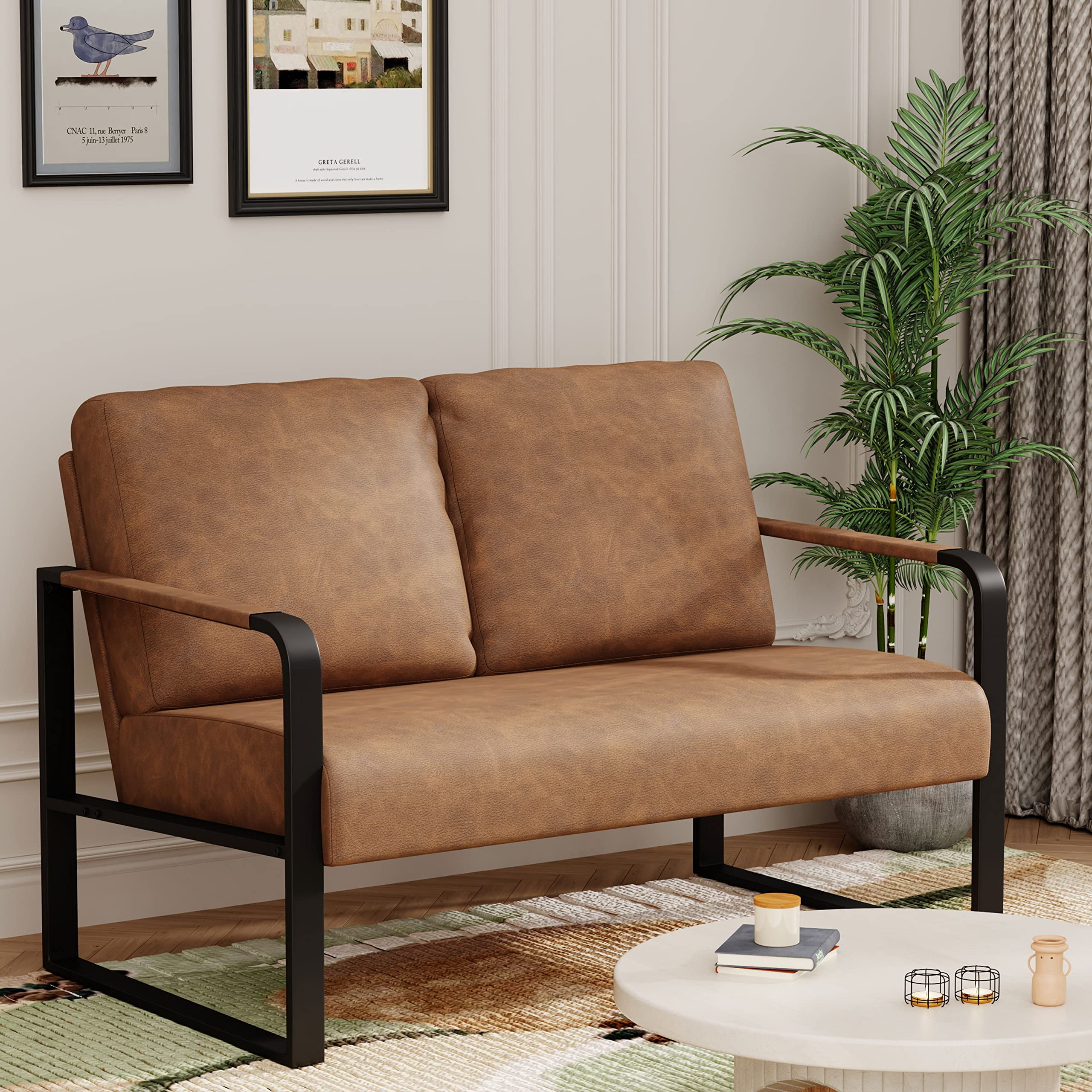 Love Seat Mini Couch Small Sofa Settee Loveseat Bench for Living Room Faux Leather Loveseat Sofa Small Sofa Couches for Small Spaces with Padded Cushio small couches for small spaces Walmart