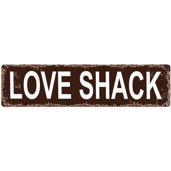 Love Shack Metal Tin Wall Sign Rustic House Street Door Name Plate Plaque Retro Home Pub Bar Decor 16 x 4 Inch