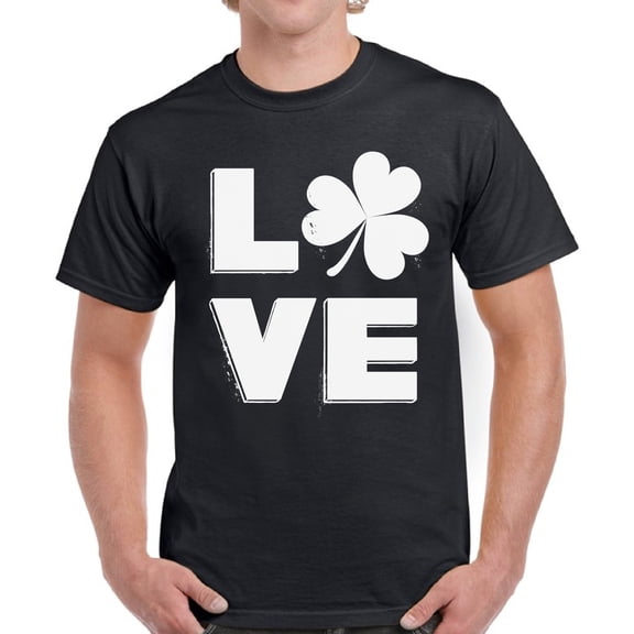 Love Shamrock Graphic Shirt - St Patrick's Day Tees for Men - Irish American Party T-Shirt Gifts