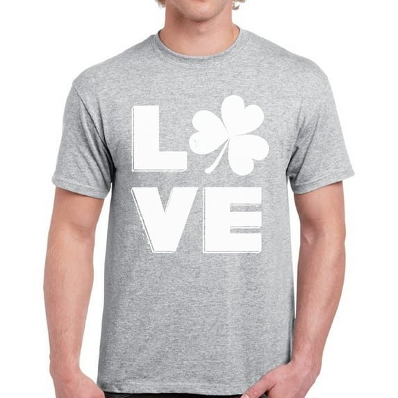 Love Shamrock Graphic Shirt - St Patrick's Day Tees for Men - Irish American Party T-Shirt Gifts
