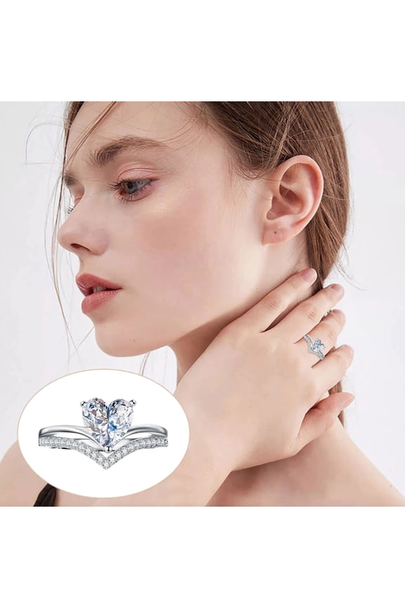 Love Shaped Big Rhinestone Ring Diamond Love Ring Elegant Geometry Rhinestone Ring Full Diamond Rings For Women Size 5 11 4.93 cm