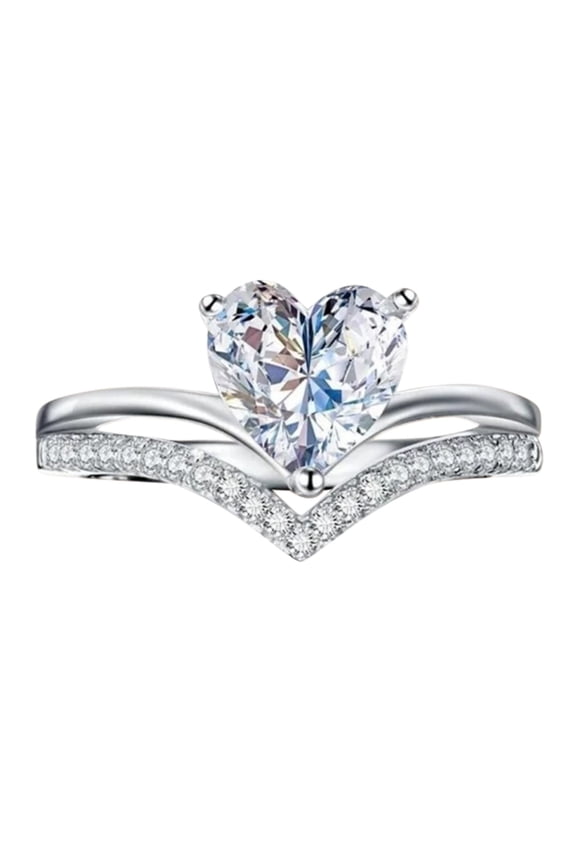 Love Shaped Big Rhinestone Ring Diamond Love Ring Elegant Geometry Rhinestone Ring Full Diamond Rings For Women Size 5 11