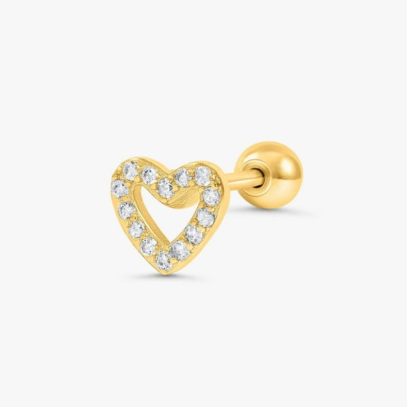 Love Shaped Crystal 3A CZ  Flat Back Piercing Earring