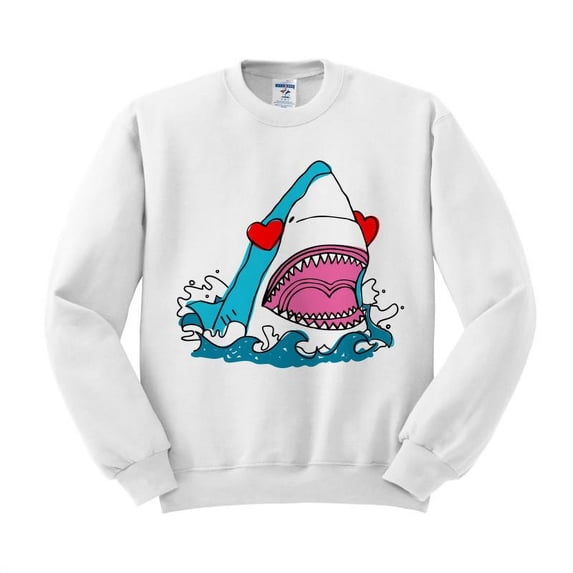 Love Shark Heart Sweatshirt X-Large White