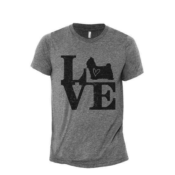 Love Shih Tzu Men's Modern Fit Fun Casual T-Shirt Printed Graphic Tee Heather Gray X-Large