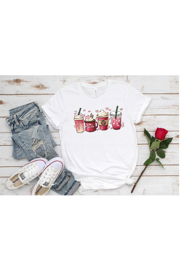Love Shirt, Coffee Lover T- Shirt, Women Love Shirt, Love Gift For Her, Womens Cute Love Shirt, Love Coffee Heart Tee