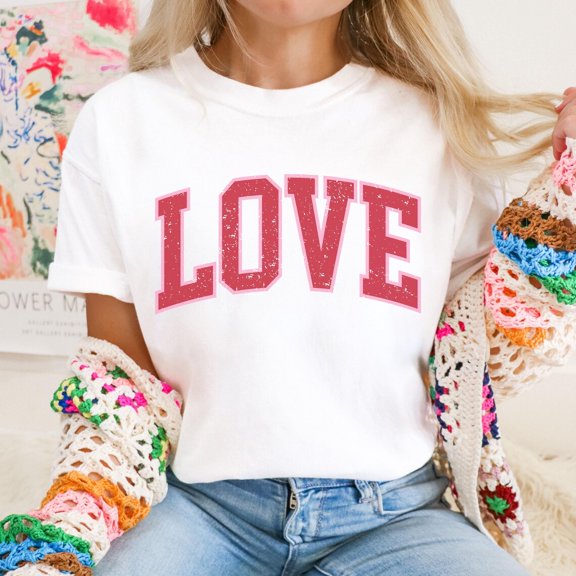 Love Shirt, Distressed Love Shirt, Retro Love Tee, Women's Galentines Gift, Trendy Love day Tee, Heart Shirt