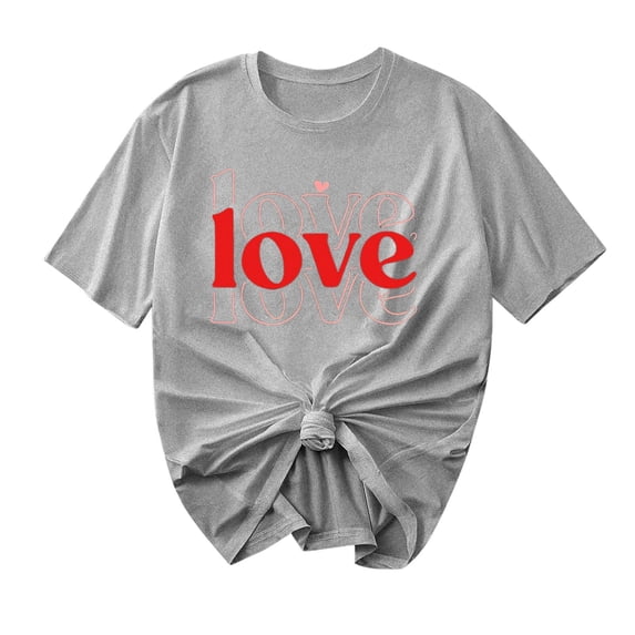 Love Shirts for Women Short Sleeve Pullover Tops Casual Tshirts Comfy Blouses Valentine's Day