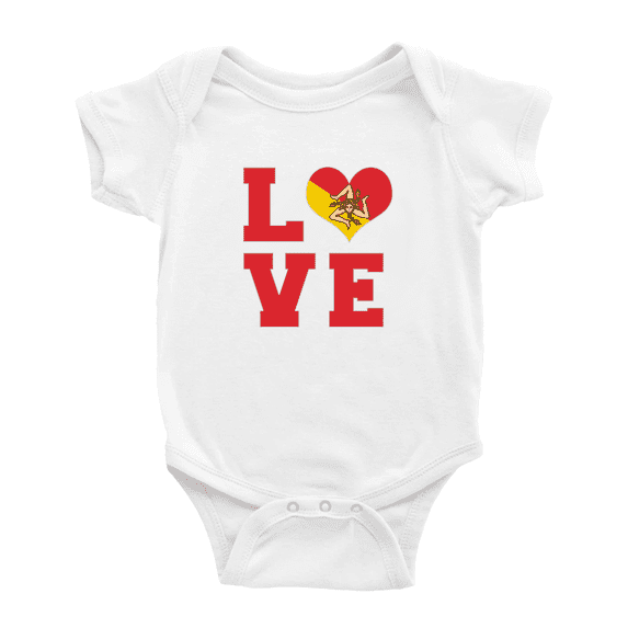 Love Sicily Flag Heart Cute Baby Jumpsuits Newborn Clothes (White, 6-12 Months)