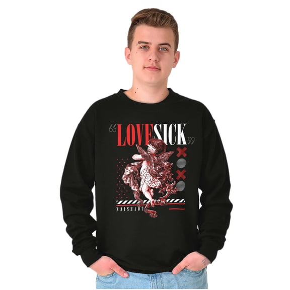 Love Sick Angel Baby Cupid Statue Unisex Plus Fleece Graphic Sweatshirt Brisco Brands 2X