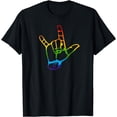 thumbnail image 1 of Love Sign LGBT Rainbow Hand signs Love Wins Sign Language T-Shirt, 1 of 4