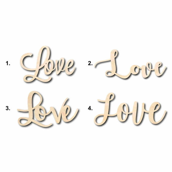 Love Sign Unfinished Wood Cutout Home Decor DIY Option 1- 20" Wide / 1/4"