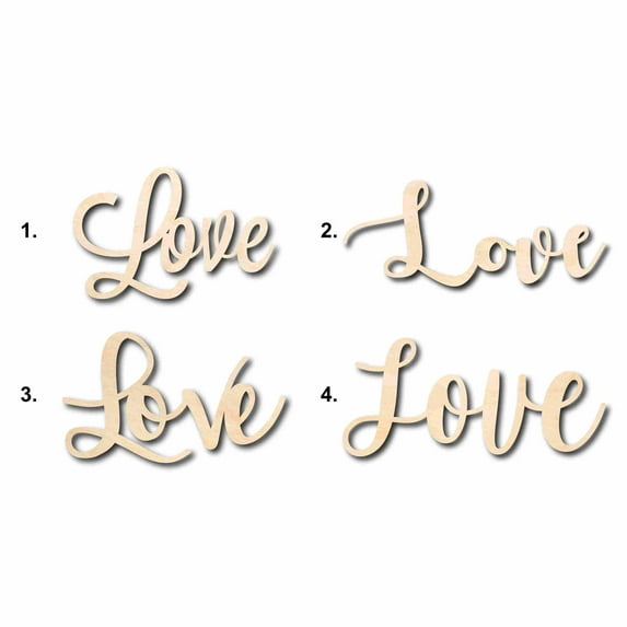 Love Sign Unfinished Wood Cutout Home Decor DIY Option 1- 42" Wide / 1/4"