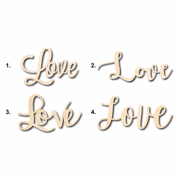 Love Sign Unfinished Wood Cutout Home Decor DIY Option 4- 12" Wide / 1/8"