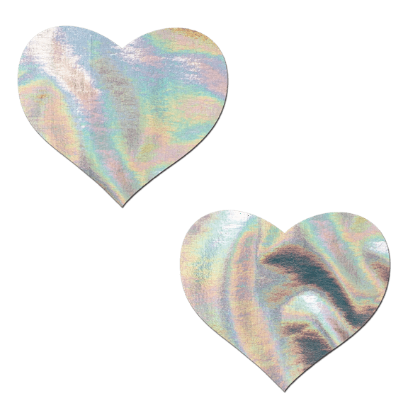 Love: Silver Holographic Heart Nipple Pasties by Pastease®