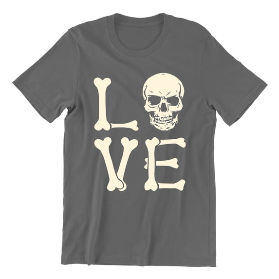 Love Skull Couples Halloween Gothic Costume Skeleton Head Unisex Men's T-shirt, 3XL, Charcoal
