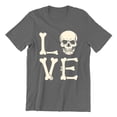 thumbnail image 1 of Love Skull Couples Halloween Gothic Costume Skeleton Head Unisex Men's T-shirt, M, Charcoal, 1 of 6