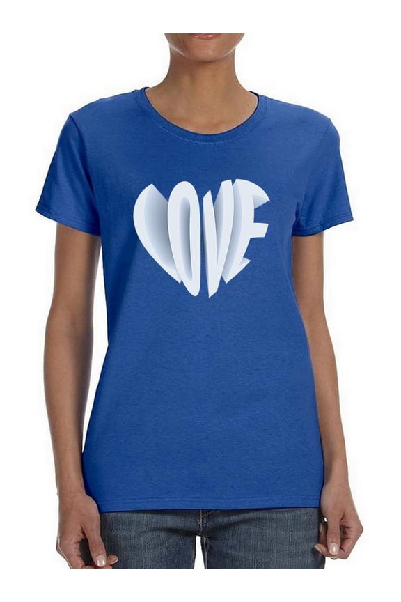 Love Slogan 3d Heart Shaped T-Shirt Women -Image by Shutterstock, Female Large
