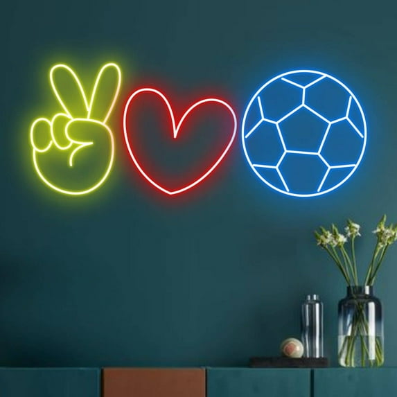 Love Soccer Football Neon Sign, Soccer Club Wall Decor